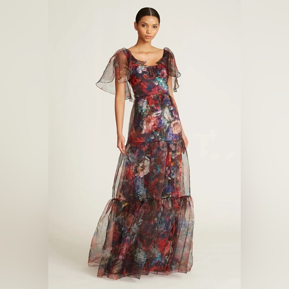 Theia Dresses & Skirts - Theia Darla Scoop Neck Multicolor Floral Gown $845